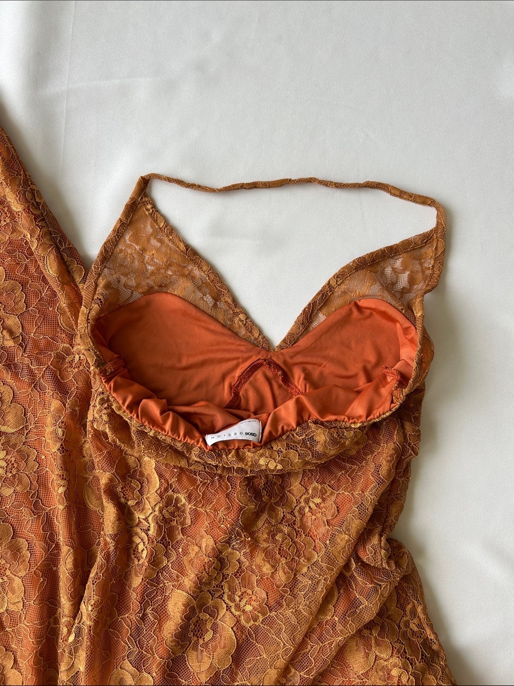 ASOS Rust-Orange Lace Halter Slip Dress - Picture 10 of 10